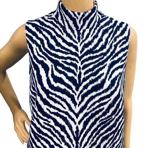 NWOT J. McLaughlin Montego Slim Scuba Zebra Print Mock Neckline Dress Sz L - Picture 2 of 14